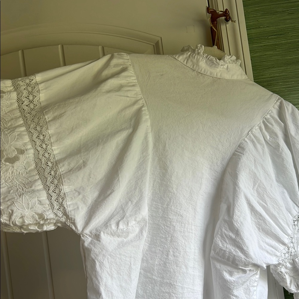 White Ruffled Button-Up Blouse - Picture 3 of 5